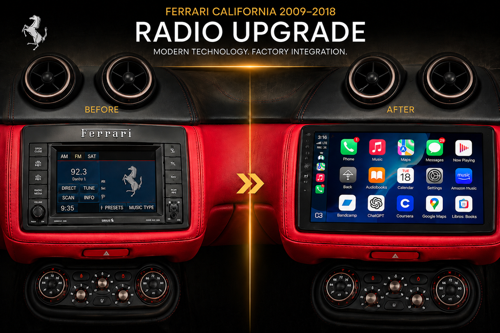 Ferrari California Screen Upgrade with 9" HD Touchscreen — Apple CarPlay & Android Auto (2009–2018)