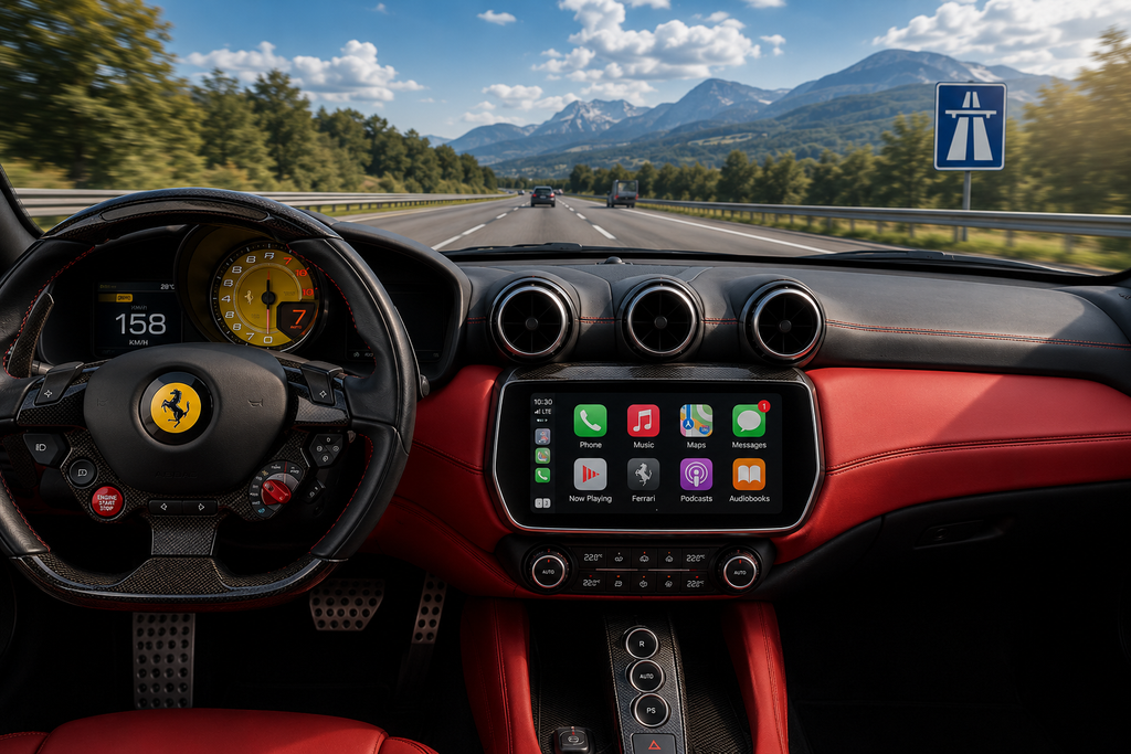 Ferrari Portofino Apple CarPlay & Android Auto interface for the factory screen (2018–2025)