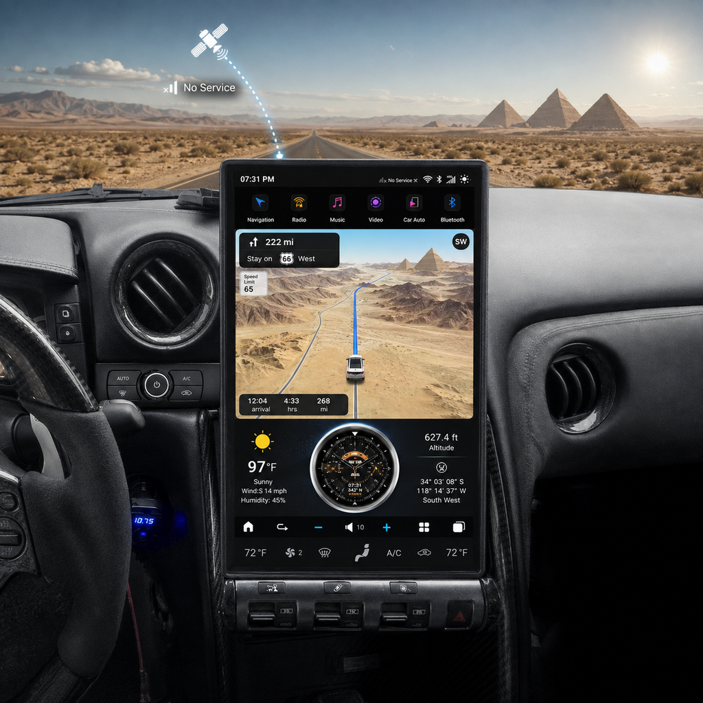 Nissan GT-R R35 14.5-inch Tesla-style touchscreen fitted in the dashboard with wireless Apple CarPlay