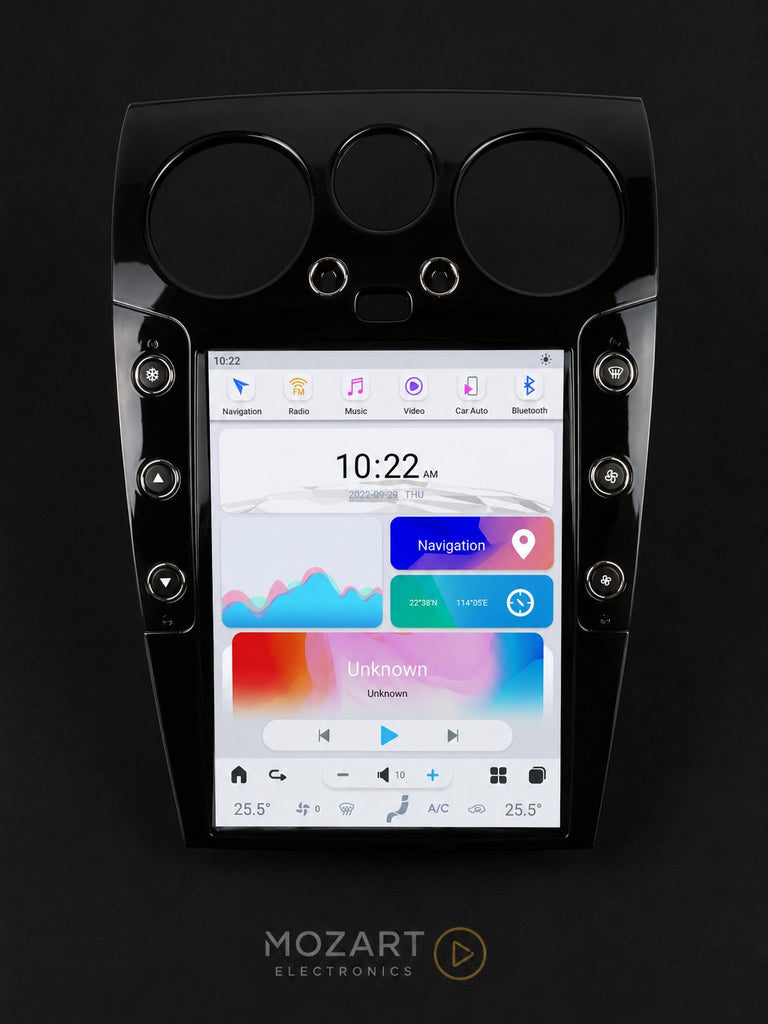 Bentley screen upgrade in piano black, installed in the dashboard running the Apple CarPlay home screen