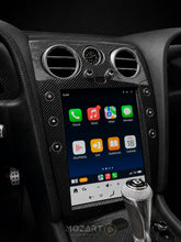 Load image into Gallery viewer, Bentley screen upgrade in carbon fiber trim, installed in a Continental GT with red leather interior