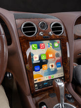 Load image into Gallery viewer, Bentley screen upgrade in dark woodgrain trim installed in a Continental GT with tan leather interior