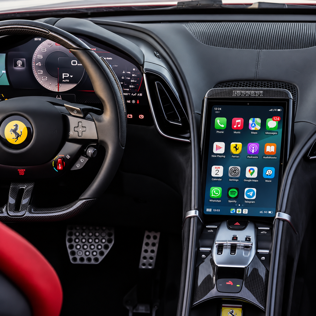 Ferrari Roma Apple CarPlay & Android Auto interface for the factory screen (2020–2025)