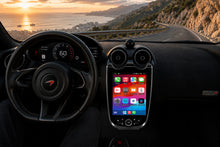 Laden Sie das Bild in den Galerie-Viewer, McLaren CarPlay screen upgrade in gloss black, front view running the Apple CarPlay home screen